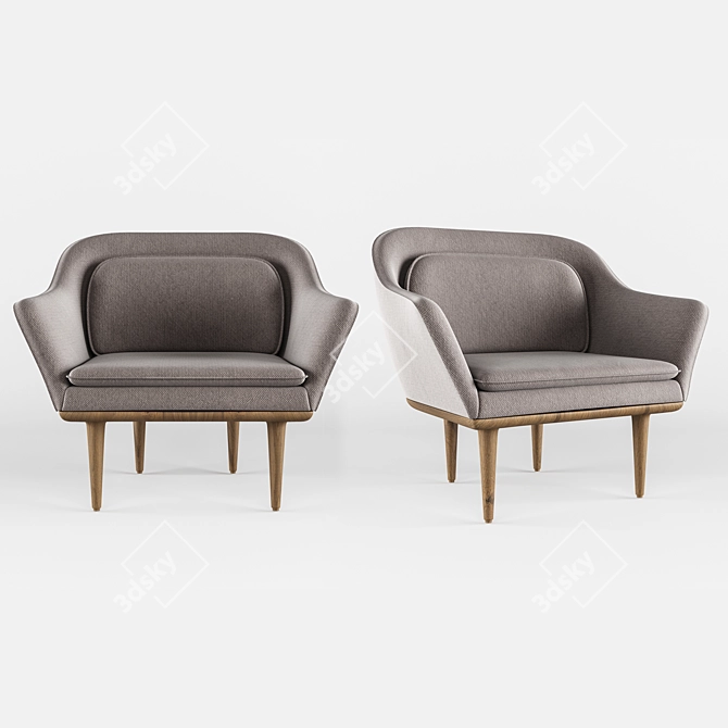 Elegant Upholstered Armchair 3D model image 3