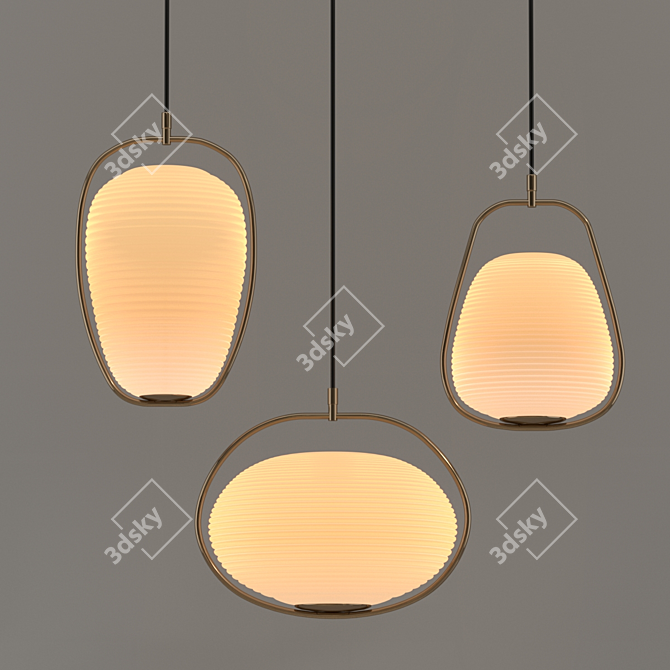 Nordic Elegance: Round Glass Chandelier 3D model image 1