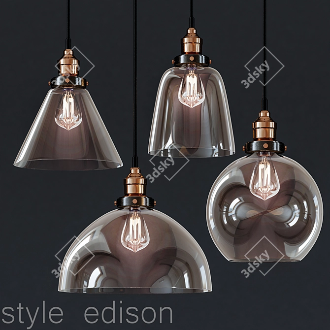 Vintage Edison Style Pendant Light 3D model image 1