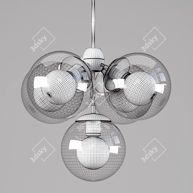 Elegant Modo Chandelier: 5 Globes 3D model image 2