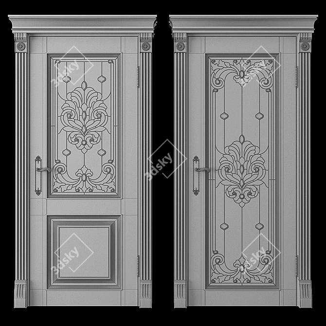 Elegant Stained Glass Door 3D model image 2