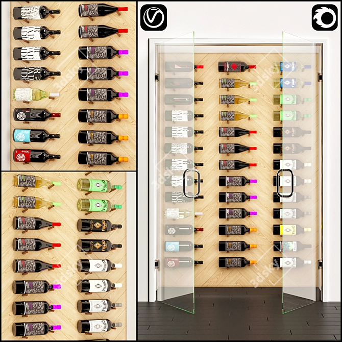 Multi-Branded Wine Bottle Unit 3D model image 1