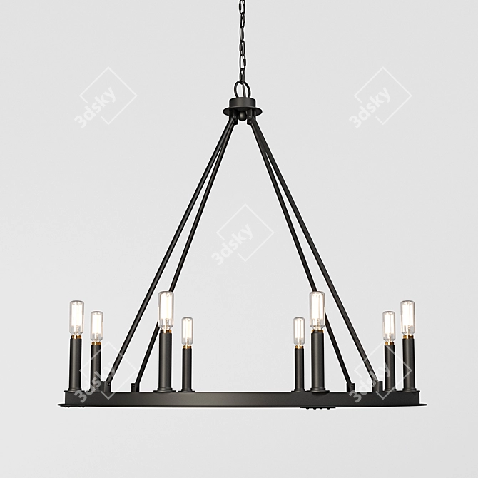 Elegant Iron Ring Chandelier 3D model image 2