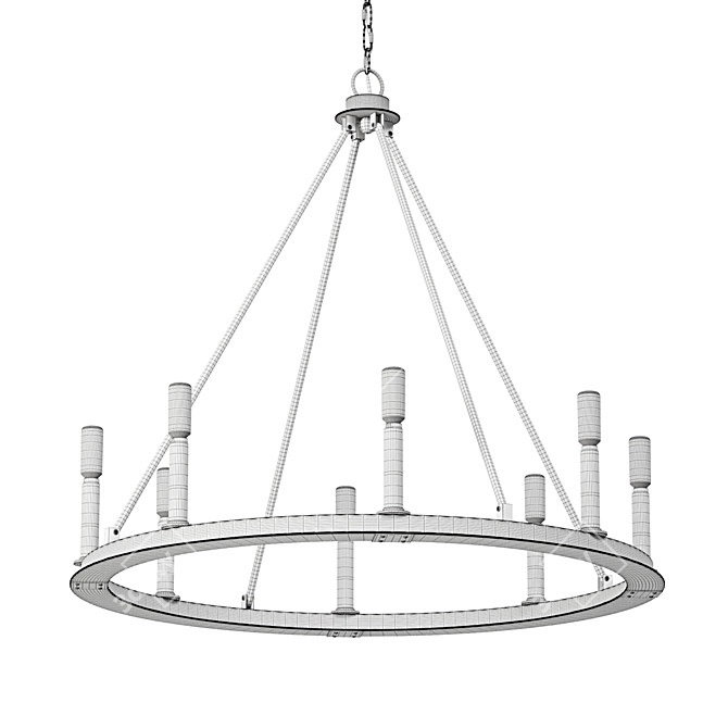 Elegant Iron Ring Chandelier 3D model image 3