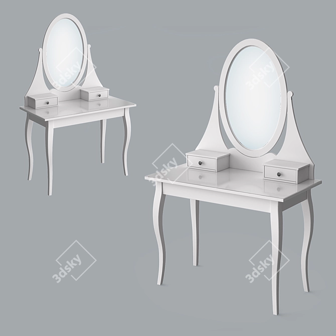 Modern White Dressing Table with Mirror - IKEA HEMNES 3D model image 1