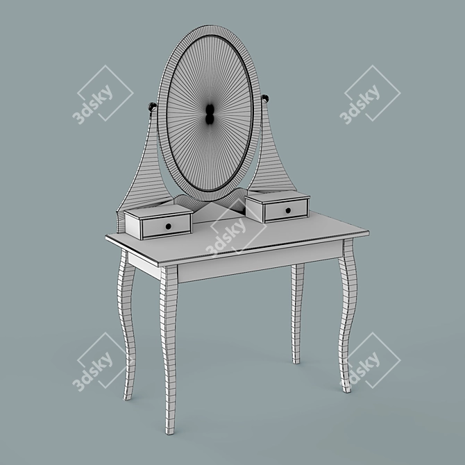 Modern White Dressing Table with Mirror - IKEA HEMNES 3D model image 3