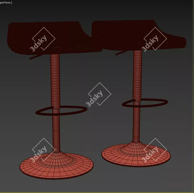 Sleek Steel Alfonso Bar Stool 3D model image 3