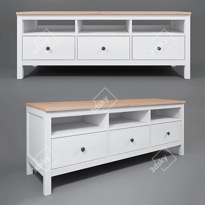 Ikea Hemnes TV Tumba - White Stained Pine 3D model image 1