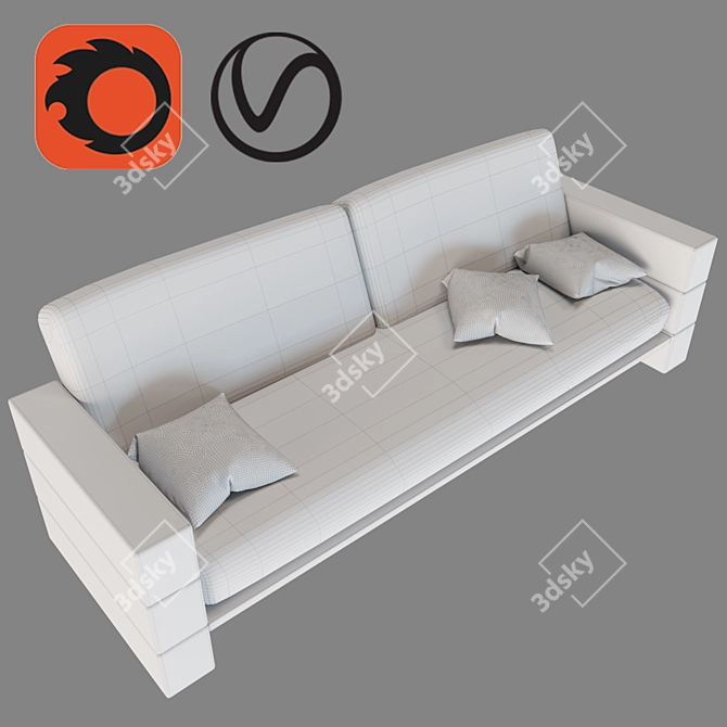 Elegant Wooden & Leather Sofa 3D model image 3