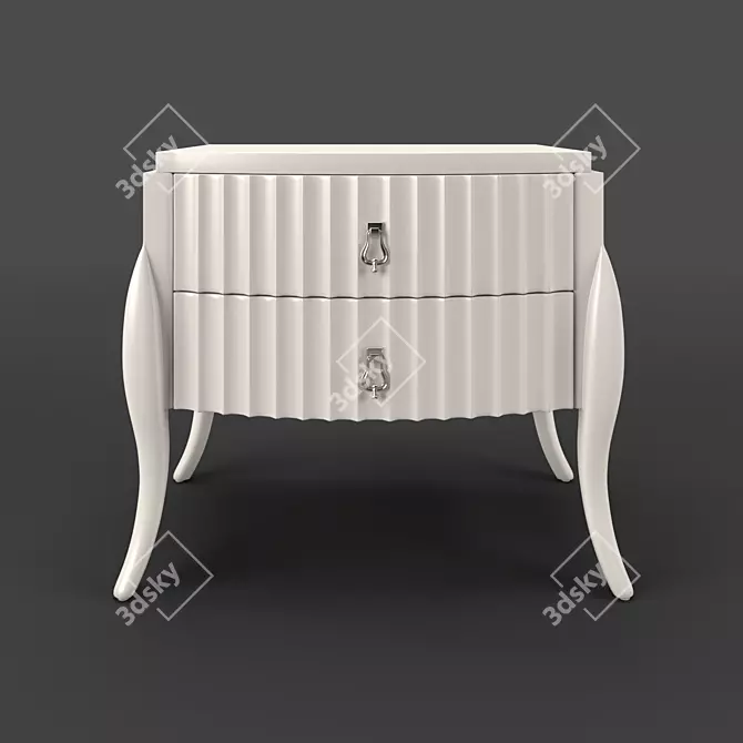 RIMINI Bedside Table: Pearl White Lacquer 3D model image 1