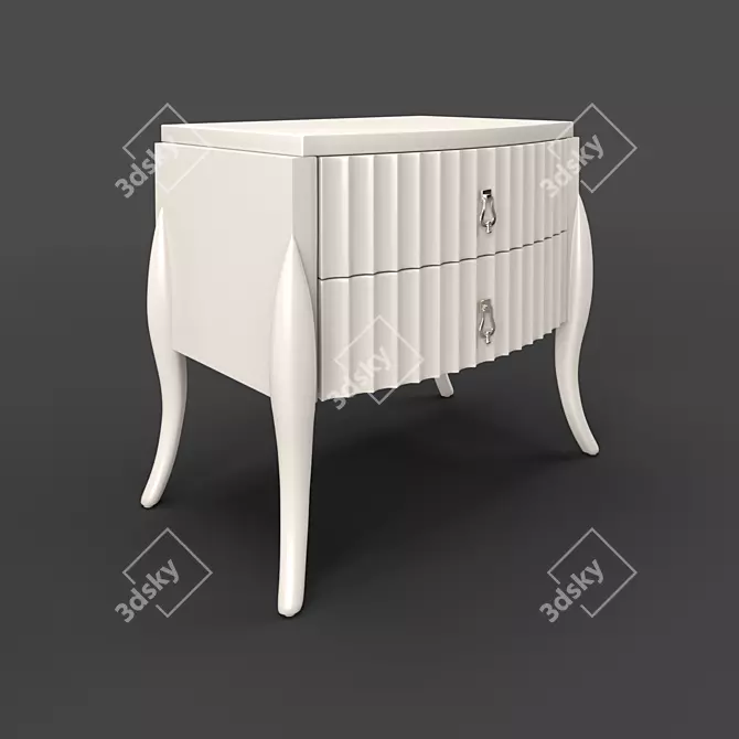 RIMINI Bedside Table: Pearl White Lacquer 3D model image 2