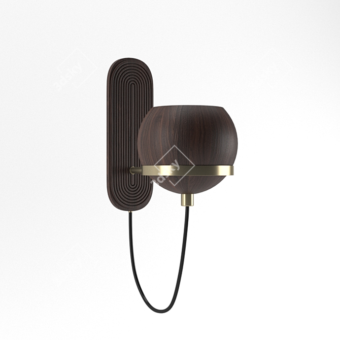 Handcrafted Walnut Wall Lamp 3D model image 1