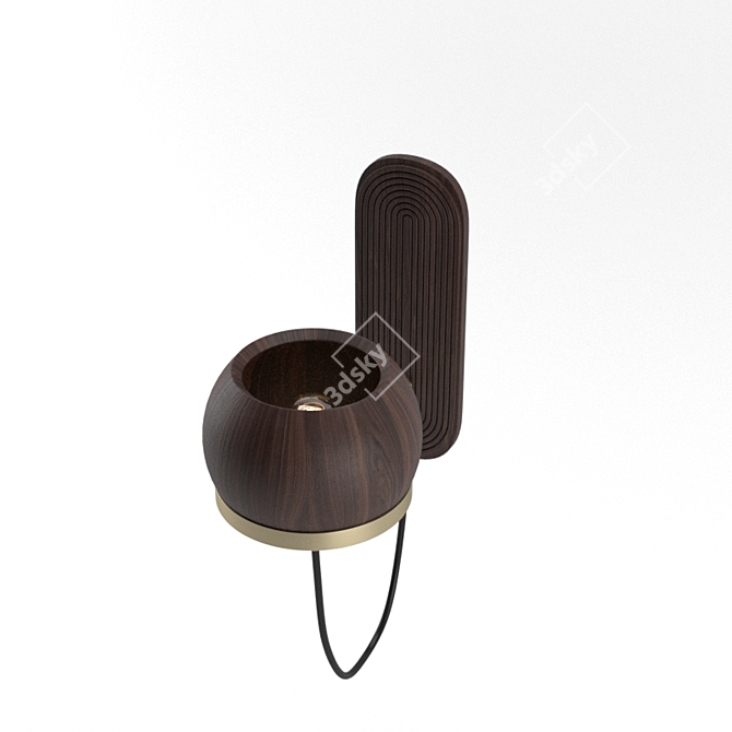 Handcrafted Walnut Wall Lamp 3D model image 3