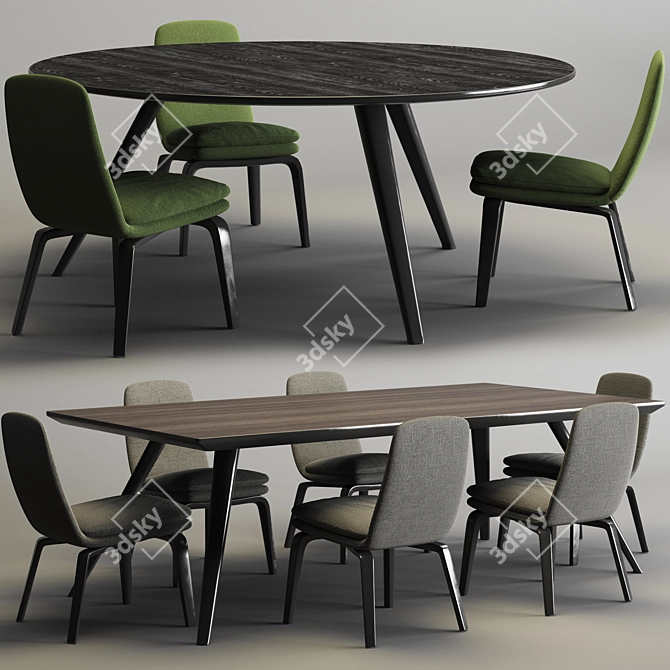 Modern Minotti Evans Table and York Chair Set 3D model image 1