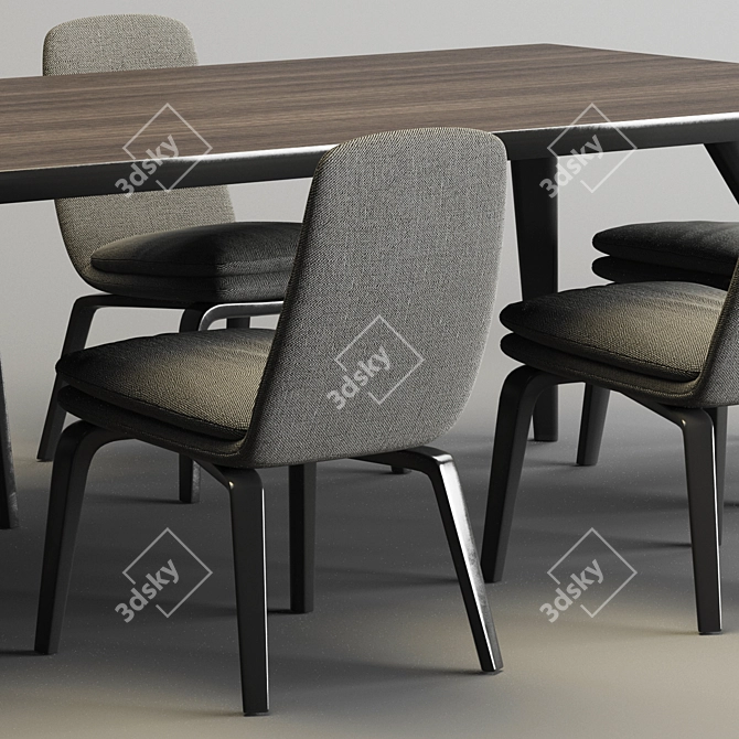 Modern Minotti Evans Table and York Chair Set 3D model image 2