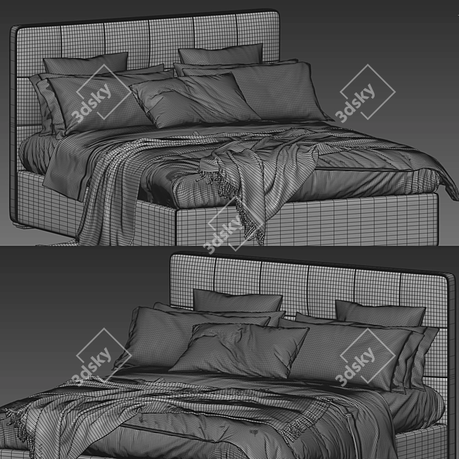 Elegant Meridiani Bed: Polished Perfection 3D model image 3