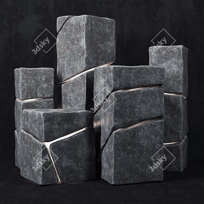 Stylish Stone Cube Lights 3D model image 1