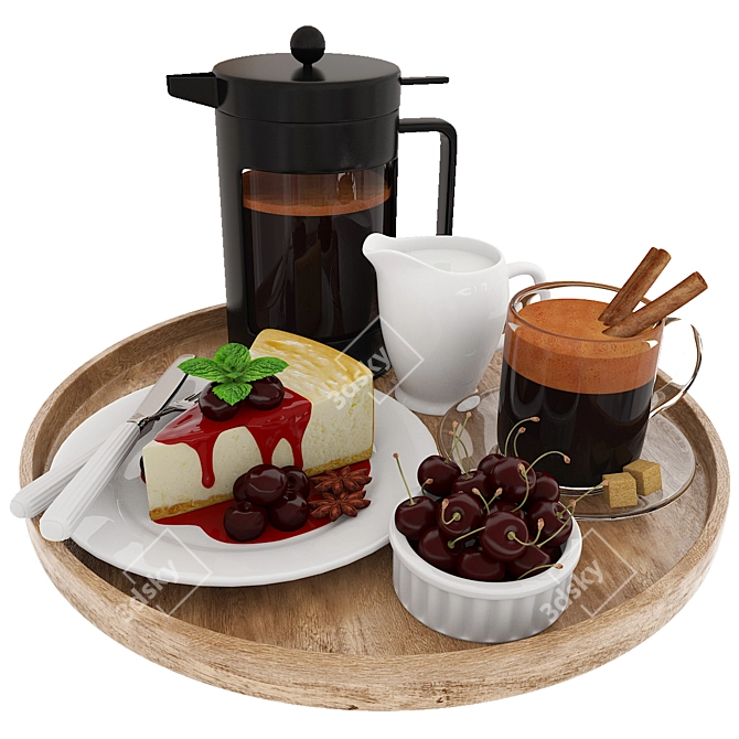 Indulgent Coffee & Cherry Cheesecake 3D model image 1