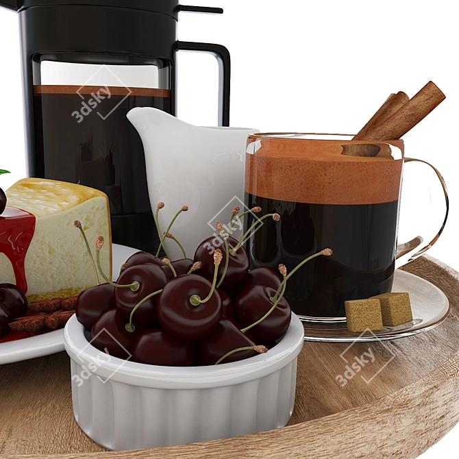 Indulgent Coffee & Cherry Cheesecake 3D model image 4