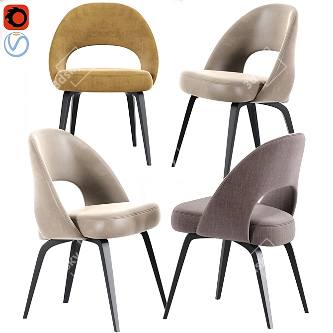 Modern Saarinen Wood-Legged Side Chair 3D model image 1