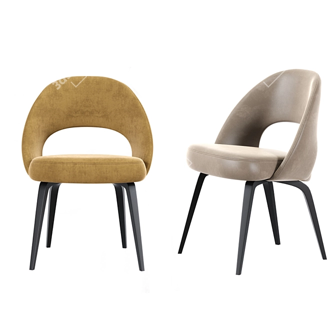 Modern Saarinen Wood-Legged Side Chair 3D model image 2