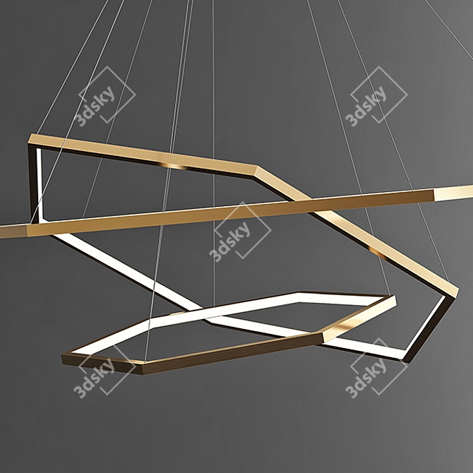 Gleaming Gold Modern Chandelier 3D model image 2