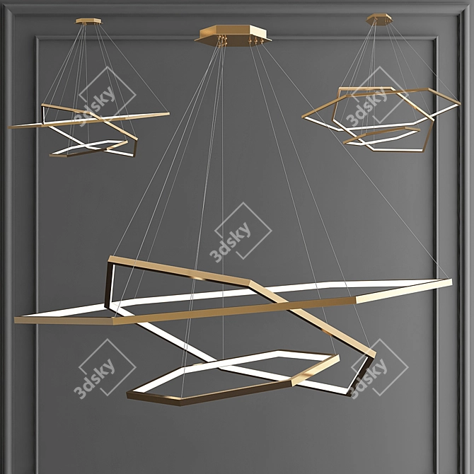 Gleaming Gold Modern Chandelier 3D model image 3