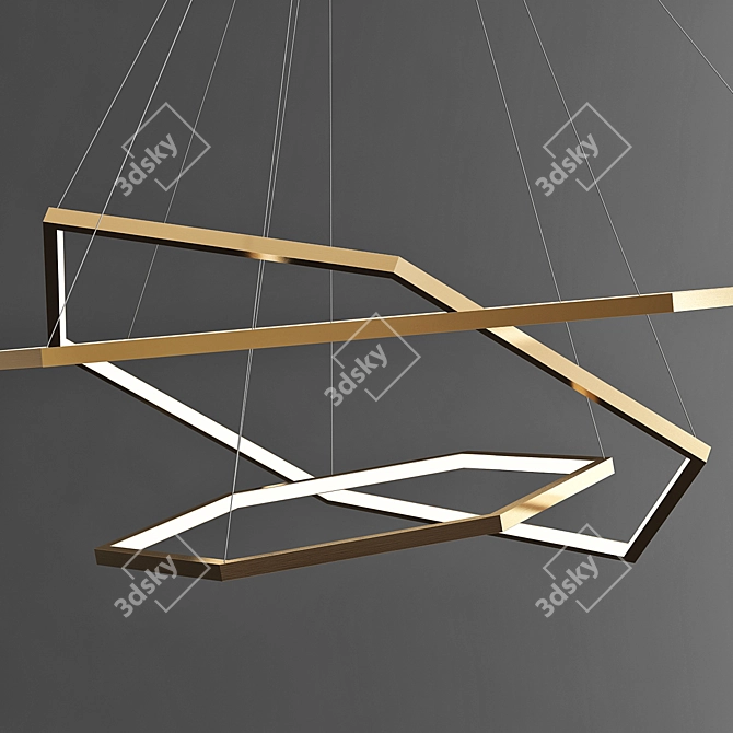 Gleaming Gold Modern Chandelier 3D model image 4