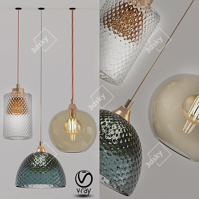 Vibrant Glass Pendant Lights 3D model image 1