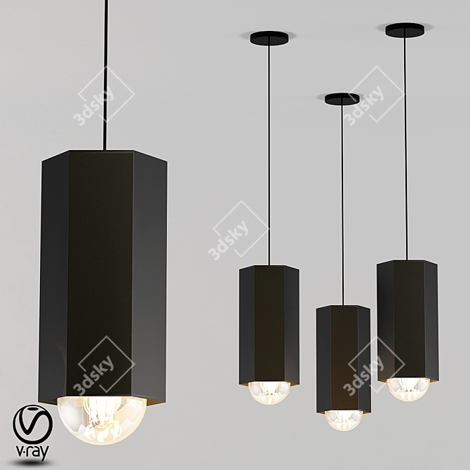 Modern Hexagonal Steel Light 3D model image 1