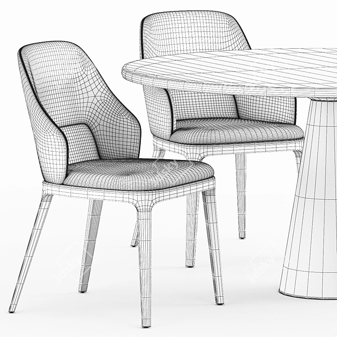 DOA Frag, Leaf Neutra: Stylish Table and Chair Set 3D model image 3