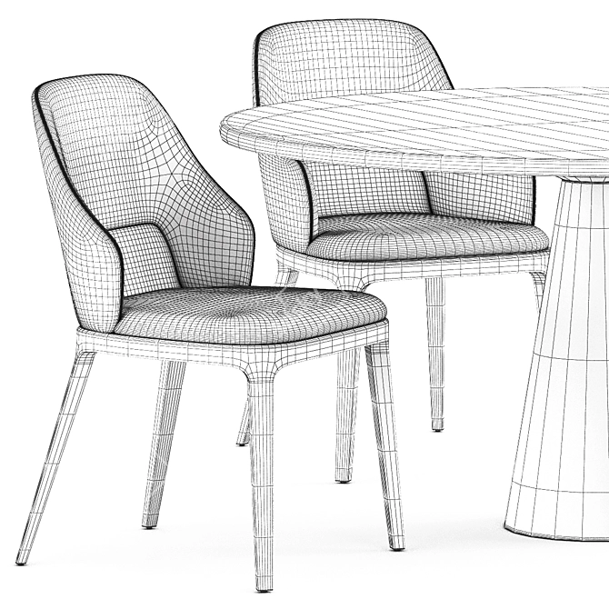 DOA Frag, Leaf Neutra: Stylish Table and Chair Set 3D model image 6