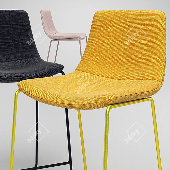 Sleek Upholstered Counter Stool 3D model image 2