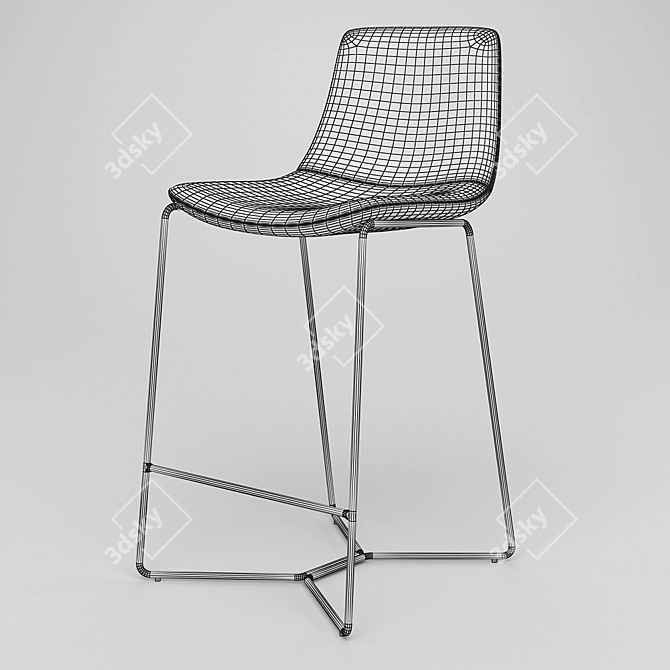 Sleek Upholstered Counter Stool 3D model image 3