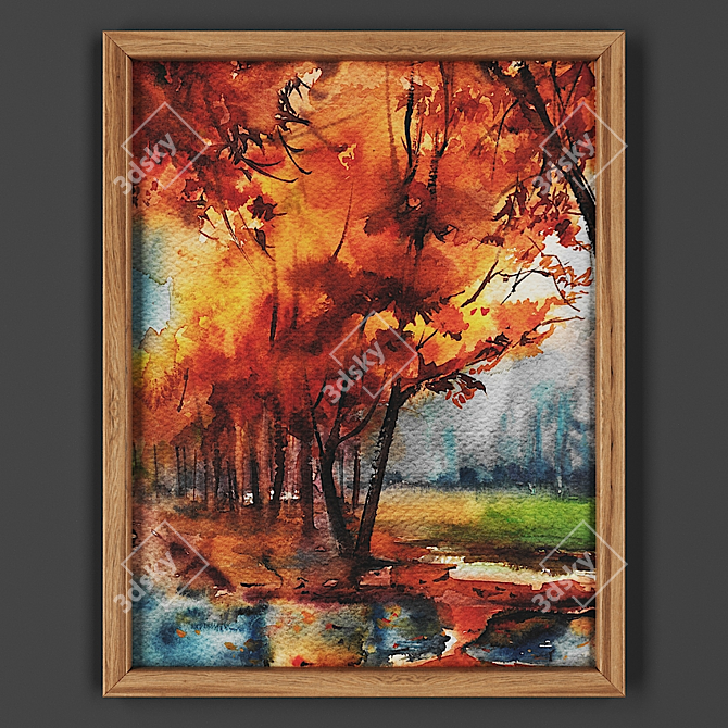 Wooden Framed Painting 3D model image 1