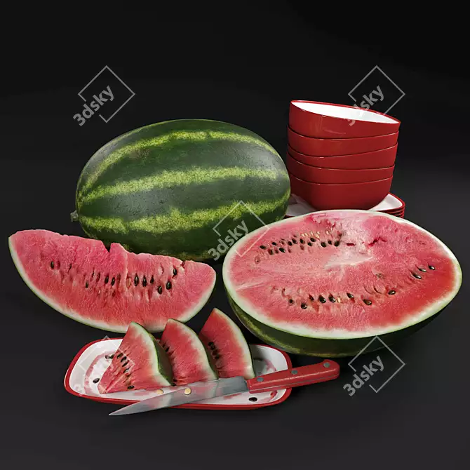 Watermelon 3D Food Set 3D model image 1