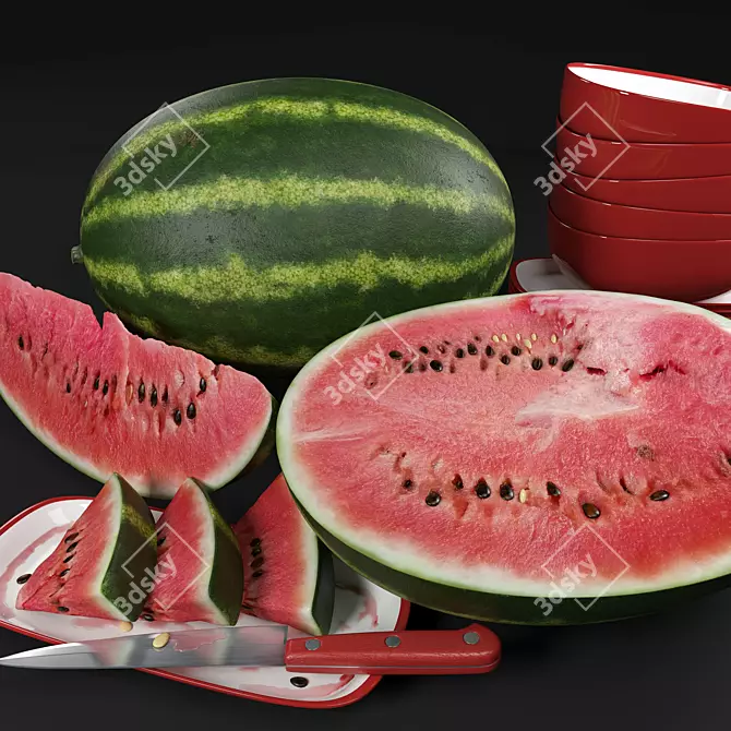 Watermelon 3D Food Set 3D model image 2