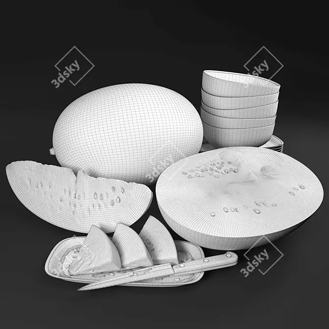 Watermelon 3D Food Set 3D model image 3