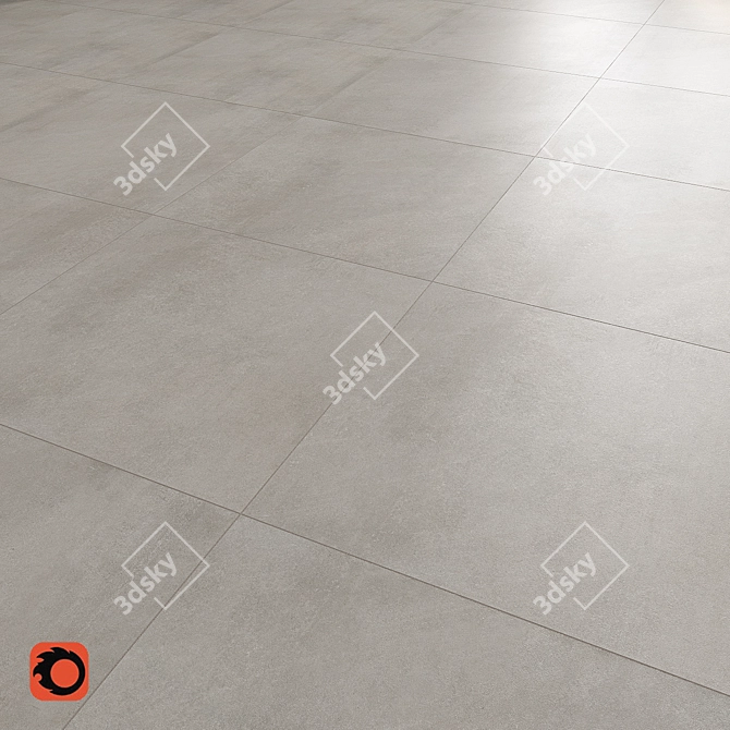 Concrete Shadow Floor Tiles: Textured Grey Finish 3D model image 2