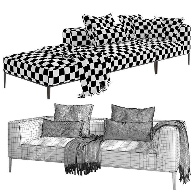 Michel Effe Sofa: Modern Comfort 3D model image 3