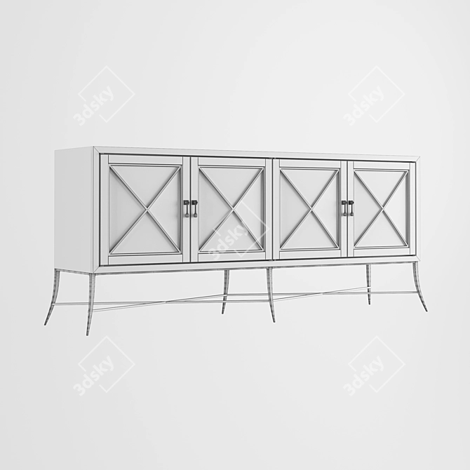 Modern Wood Entertainment Console 3D model image 2