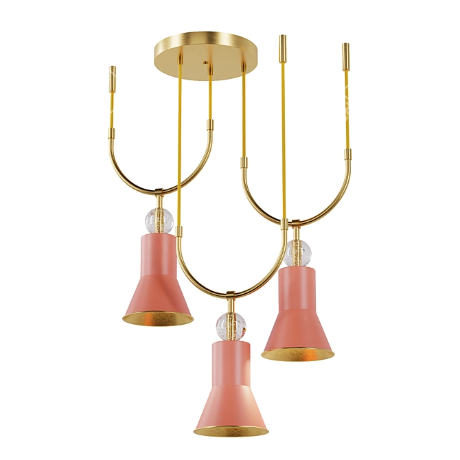 Gleaming Brass Chandelier 3D model image 3