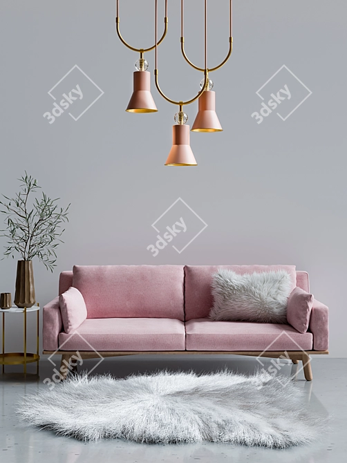 Gleaming Brass Chandelier 3D model image 1