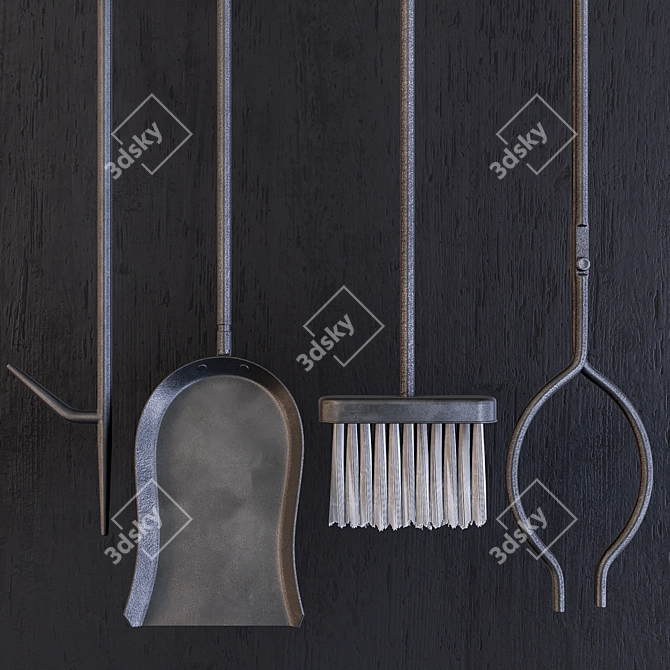 Premium Hearth Tool Set 3D model image 2