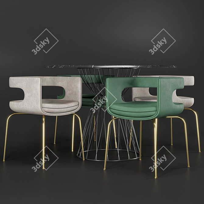 Modern Chair & Table Set 3D model image 2