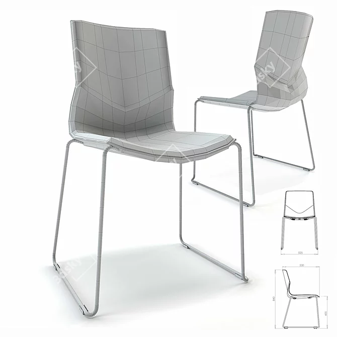 Modern Four Sure-chair 88: Stylish, Sturdy, and Comfortable 3D model image 3