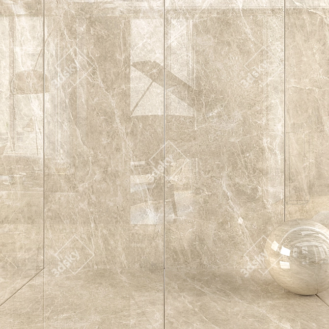 Marble Marvel: Elegant Sable Wall Tiles 3D model image 1