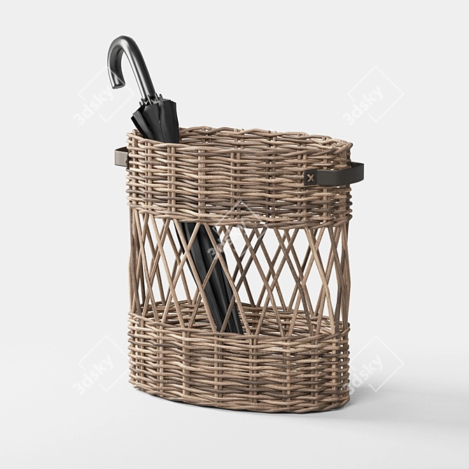 Rattan Oval Umbrella Holder 3D model image 2