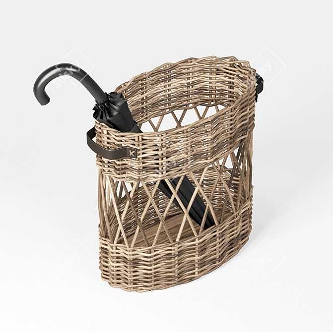 Rattan Oval Umbrella Holder 3D model image 4