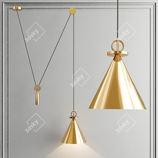 Elegant Brass Pendant Lighting 3D model image 1